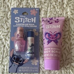 Disney Stitch Scented Lip Balm and Body Scrub Set - Pink and Purple